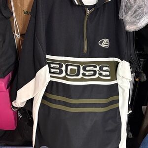 Boss Black and White Half-Zip Pullover